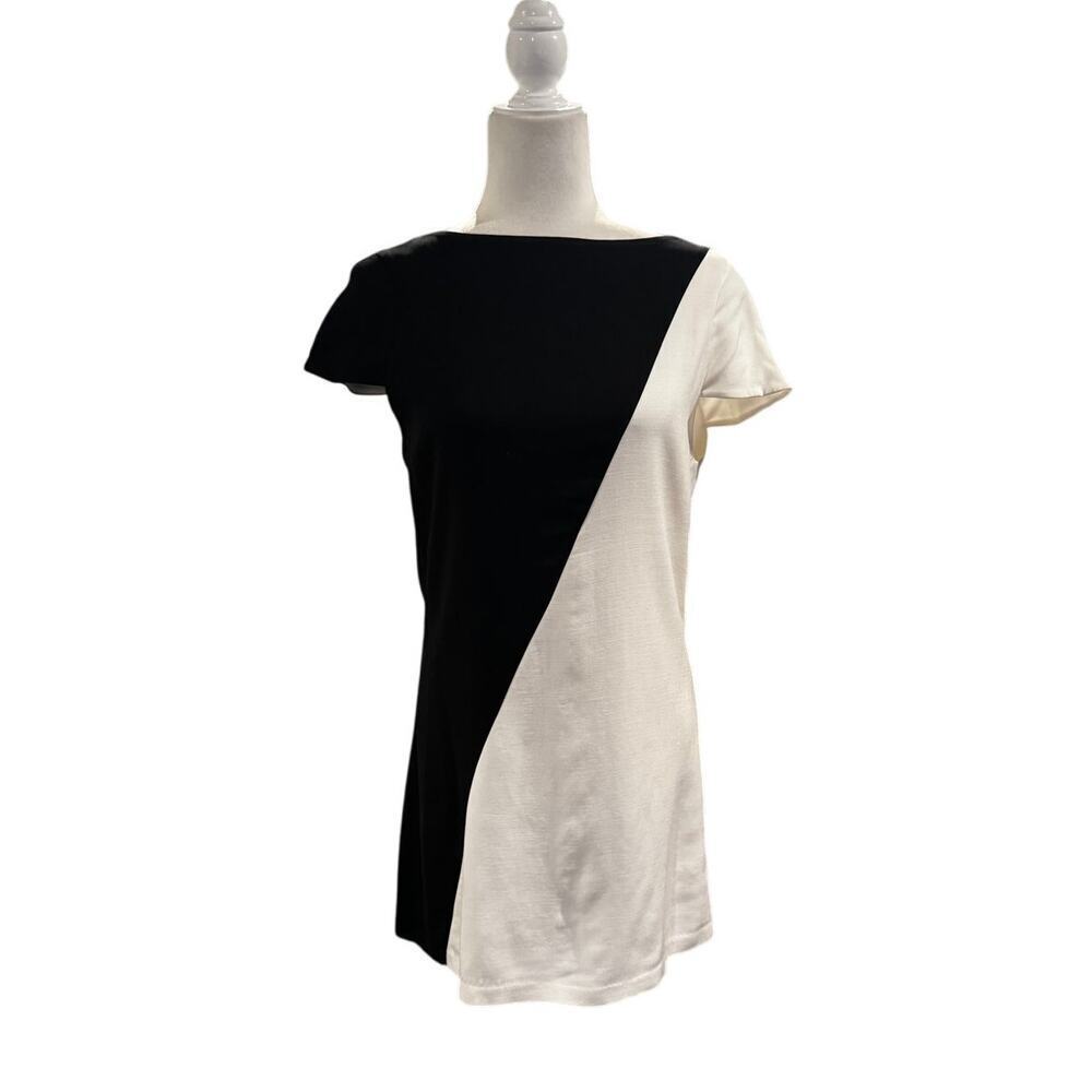 Alice + Olivia Serena Color Block Black and White Dress Size Small